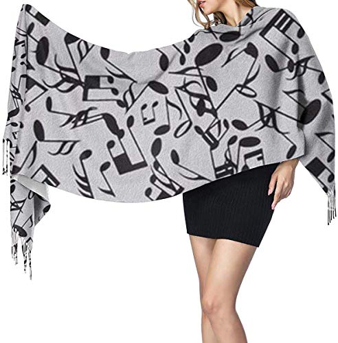 Hoswee Bufanda Chales para Mujer, Scarf Messy Music Symbol Cozy Soft Fashion Winter Warm Large Scarf Long Shawl