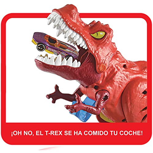 Hot Wheels City Alboroto del dinosaurio T-Rex, pistas de coches de juguete (Mattel GFH88)