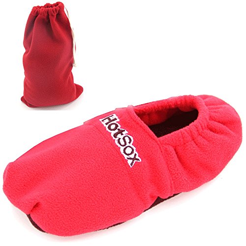 HotSox - Pantuflas calentables con relleno de lino (talla 38/40), color rojo