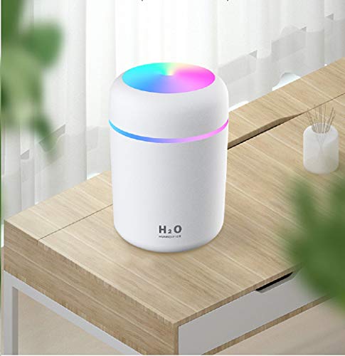 HOUFIL Humidificador Mini - Unidad de humidificación de Primera Calidad con Tanque de Agua de 300ml, Funcionamiento ultrasónico silencioso, Apagado automático y función de luz Nocturna (Rosado)