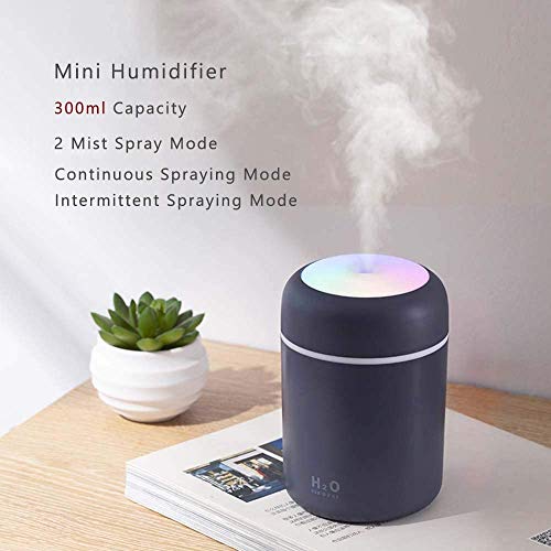 HOUFIL Humidificador Mini - Unidad de humidificación de Primera Calidad con Tanque de Agua de 300ml, Funcionamiento ultrasónico silencioso, Apagado automático y función de luz Nocturna (Rosado)
