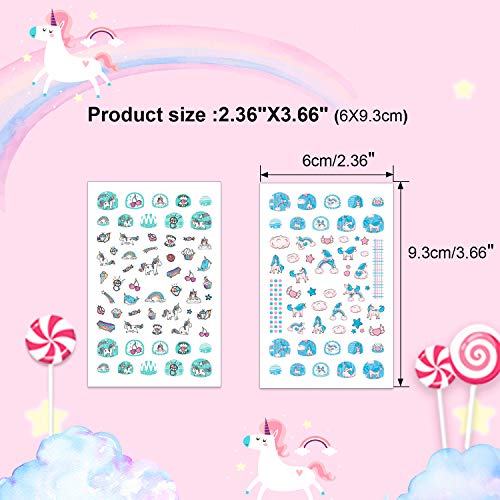 HOWAF 560+ Unicornio Nail Art Stickers Calcomanías Niñas, Unicornio 3D Uñas Art Pegatinas Autoadhesiva Decorativas para Niñas Niño Unicornio Cumpleaños Maquillaje Artículos Decoración Manicura