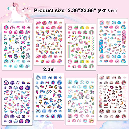 HOWAF 560+ Unicornio Nail Art Stickers Calcomanías Niñas, Unicornio 3D Uñas Art Pegatinas Autoadhesiva Decorativas para Niñas Niño Unicornio Cumpleaños Maquillaje Artículos Decoración Manicura