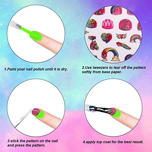 HOWAF 560+ Unicornio Nail Art Stickers Calcomanías Niñas, Unicornio 3D Uñas Art Pegatinas Autoadhesiva Decorativas para Niñas Niño Unicornio Cumpleaños Maquillaje Artículos Decoración Manicura
