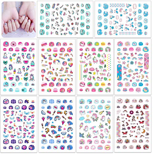HOWAF 560+ Unicornio Nail Art Stickers Calcomanías Niñas, Unicornio 3D Uñas Art Pegatinas Autoadhesiva Decorativas para Niñas Niño Unicornio Cumpleaños Maquillaje Artículos Decoración Manicura