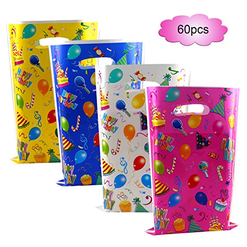 Howaf 60 Piezas Bolsas Regalo Cumpleaños, bolsas para chuches, Bolsas Plástico para Frutos Secos, Caramelos, Chocolate, piñata, idea de regalo fiestas infantiles cumpleaños de niños