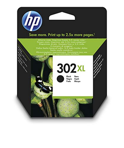 HP 302XL F6U68AE, Cartucho de Tinta Original de alto rendimiento, Negro , compatible con impresoras de inyección de tinta HP DeskJet 1110,2130,3630; ENVY 4520; OfficeJet 3830,4650,5220,5230