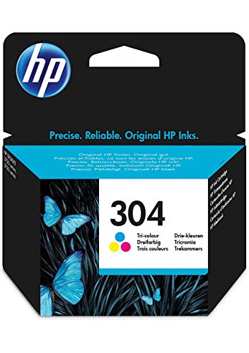 HP 304 N9K05AE - Cartucho de Tinta Original Tricolor, compatible con impresoras de inyección de tinta HP DeskJet 2620, 2630, 3720, 3730, 3750, 3760, HP Envy 5010, 5020, 5030