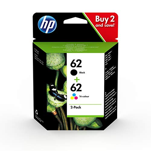 HP 62 N9J71AE, Pack de 2, Cartuchos de Tinta Originales Negro y Tricolor, compatible con impresoras de inyección de tinta HP ENVY 5540, 5640, 7640; OfficeJet 200, 250, 5740