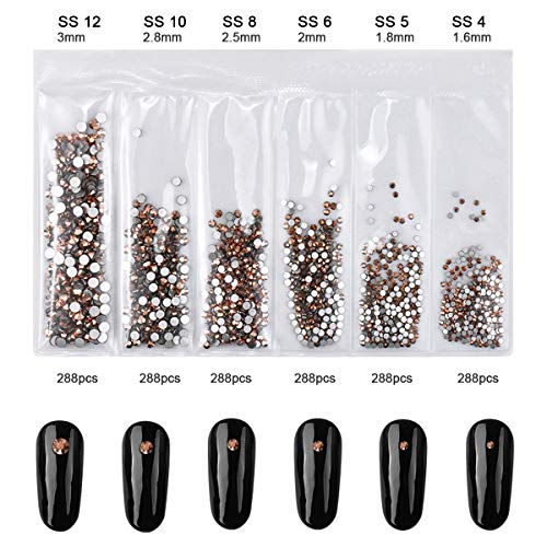 HQdeal 3456 Piezas Diamantes de Imitación de Cristales AB de Uña,Cristal Gemas de Vidrio Redondas de Flatback de Espalda de Plana Uñas Arte Manualidades para telas/ornamentos (SSS4-SSS12 verde claro)