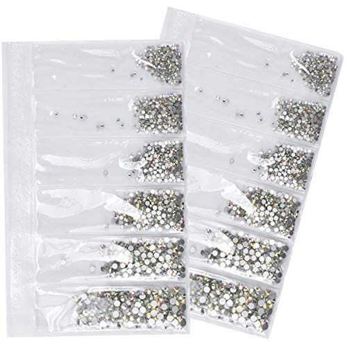 HQdeal 3456 Piezas Diamantes de Imitación de Cristales AB de Uña,Cristal Gemas de Vidrio Redondas de Flatback de Espalda de Plana Uñas Arte Manualidades para telas/ornamentos (SSS4-SSS12 verde claro)