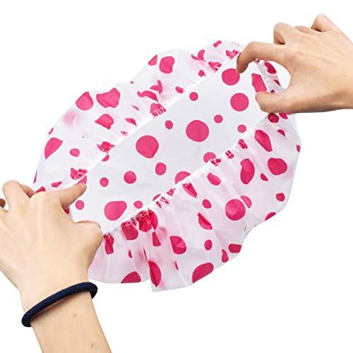 HQdeal 4 Pcs Gorra de Ducha impermeables para Mujeres Niña, elásticos y Reutilizable, Gorros de baño femeninos para ducha y balneario para Salón, Spa, Viajes, Hotel, Ducha, Cocina