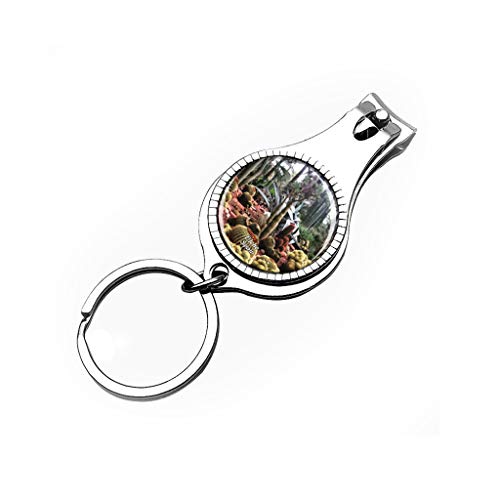 Hqiyaols Keychain España Palmeral Elche Cortaúñas Abridor de Botellas Lima de uñas Llavero Cristal Acero Inoxidable Multifuncional Recuerdo Regalo