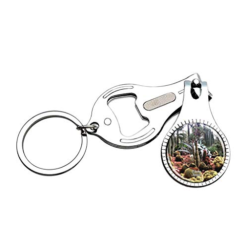 Hqiyaols Keychain España Palmeral Elche Cortaúñas Abridor de Botellas Lima de uñas Llavero Cristal Acero Inoxidable Multifuncional Recuerdo Regalo