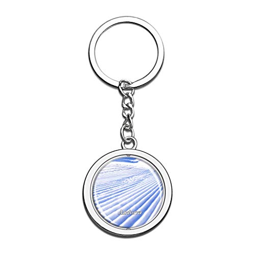 Hqiyaols Keychain Grandvalira Ski Andorra Cristal Girar Acero Inoxidable Llavero Viajes Ciudad Recuerdo Llavero
