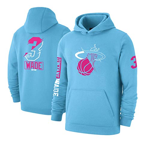 HSLIUYILYA con Capucha Hombres De Los Deportes De Baloncesto De La NBA - Miami Heat # 3 Dwyane Wade - Jersey con Capucha Suelta La Camiseta De Baloncesto,S(150~160cm/45~50kg)