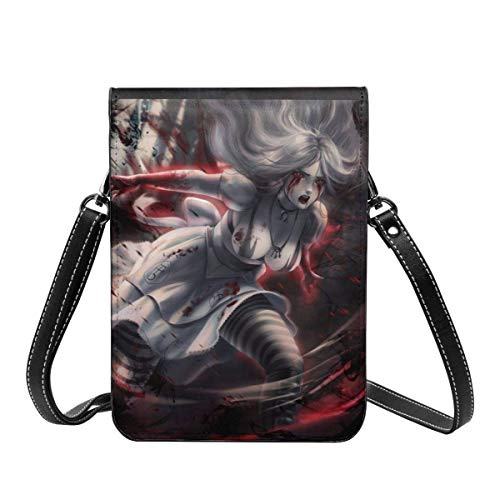 HTDG Ali-ce Hys-teria Bolso bandolera pequeño de cuero para mujer - Monedero para teléfono móvil Cartera Fácil de llevar Práctica práctica Bolso bandolera con apertura y cierre magnéticos con correa