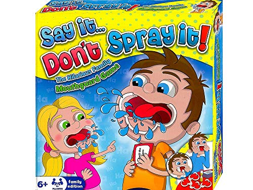 HTI Juego de Mesa Say It Don’t Spray It, The Hilarious Mouthpiece Mouthguard, edición Familiar