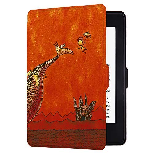Huasiru Pintura Caso Funda para Kindle Paperwhite (Versiones 2012, 2013, 2015, 2016 y 2017), no es Compatible con la versión del 2018 (10.ª generación) - Alicia y Dragón