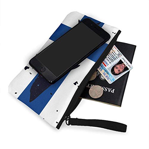 huatongxin Unisex Vintage Shark Finland Flag Wallet Coin Purse Canvas Zipper Make Up for Party
