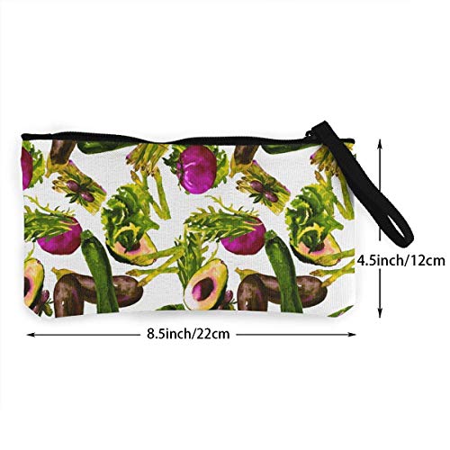 huatongxin Unisex Watercolor Vegetables1 Pattern Wallet Coin Purse Canvas Zipper Make Up for Party