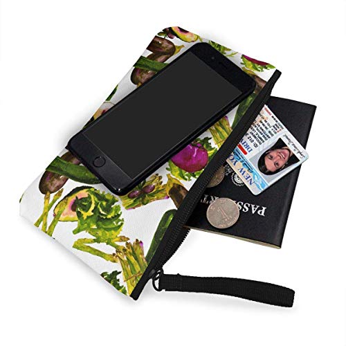 huatongxin Unisex Watercolor Vegetables1 Pattern Wallet Coin Purse Canvas Zipper Make Up for Party