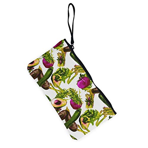 huatongxin Unisex Watercolor Vegetables1 Pattern Wallet Coin Purse Canvas Zipper Make Up for Party