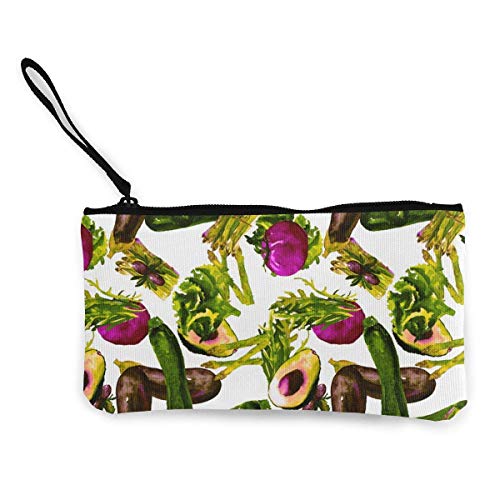 huatongxin Unisex Watercolor Vegetables1 Pattern Wallet Coin Purse Canvas Zipper Make Up for Party