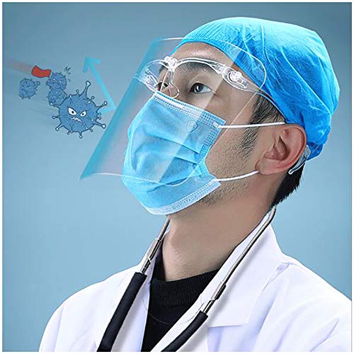 Huili Anti-Escupir Protector Facial - extraíble Escudo Transparente Cara - Visera Protectora Transparente - Prueba de Salpicaduras - a Prueba de Aceite - para el Taller de Cocina de Limpieza,A
