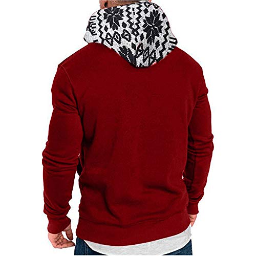 HULKY Sudaderas con Capucha Hombre, Hoodie Navidad Ropa Deportivo Hombres Tops Chandal Pullover Canguro Casual Sweatshirt Rebajas (Rojo B,L)