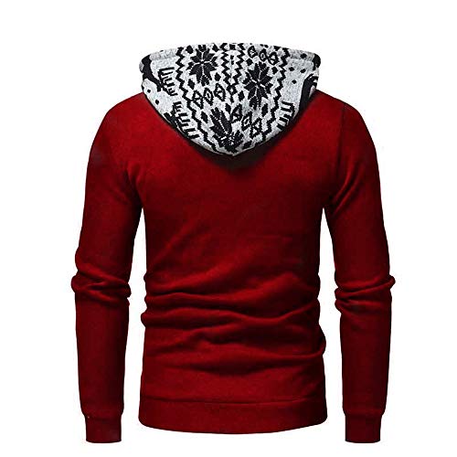 HULKY Sudaderas con Capucha Hombre, Hoodie Navidad Ropa Deportivo Hombres Tops Chandal Pullover Canguro Casual Sweatshirt Rebajas (Rojo B,L)