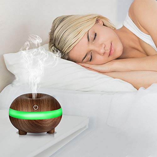 Humidificador Aromaterapia Difusor de Aceites Esenciales Difusores de Aroma Purificador de Aire Ultrasónico con Luz de Noche de 7 Colores para Casa, Dormitorio, Baño, Yoga, Oficina