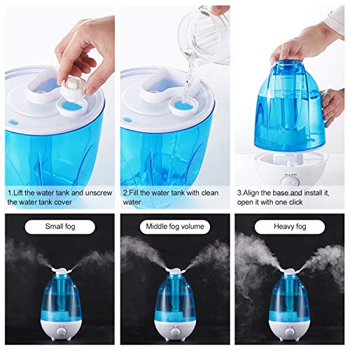 Humidificador Ultrasónico de 4 L Bebá, Humidificador Bebáde Vapor Frío, Difusor de Aceites Esenciales, Depósito de Agua de Gran Capacidad, Bandeja Difusor de Aroma, con 2 Boquilla 360º Girable (4L)