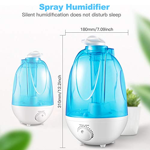 Humidificador Ultrasónico de 4 L Bebá, Humidificador Bebáde Vapor Frío, Difusor de Aceites Esenciales, Depósito de Agua de Gran Capacidad, Bandeja Difusor de Aroma, con 2 Boquilla 360º Girable (4L)