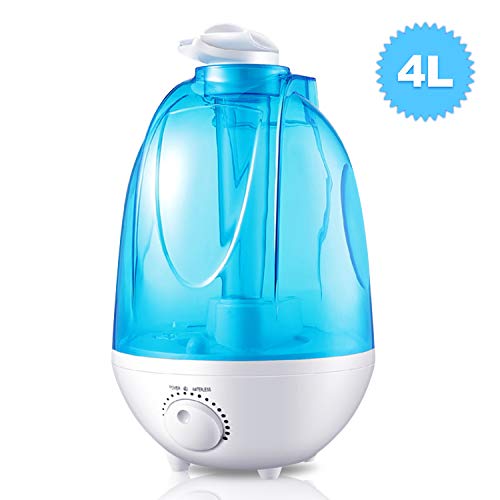 Humidificador Ultrasónico de 4 L Bebá, Humidificador Bebáde Vapor Frío, Difusor de Aceites Esenciales, Depósito de Agua de Gran Capacidad, Bandeja Difusor de Aroma, con 2 Boquilla 360º Girable (4L)