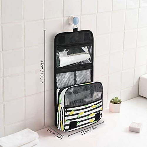 Hunihuni - Bolsa de aseo colgante con diseño de frutas y limón, multifunción, para viajes, cosméticos, maquillaje, bolsa de lavado para mujeres y hombres