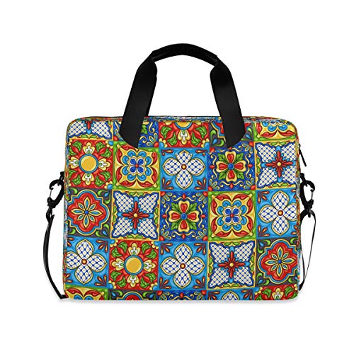 Hunihuni - Funda para ordenador portátil, diseño de talaverase mexicano Majolica, con correa para mujer, hombre, trabajo, oficina, escuela, 15-16 pulgadas