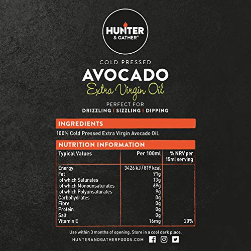Hunter & Gather Puro, Virgen, Prensado En Frío Aceite de Aguacate 250ml