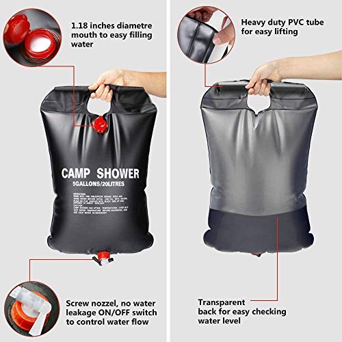 HUOHUOHUO Ducha Solar Camping Portatil,Ducha Solar Bolsa,Bolsa de Ducha Solar Exterior,Ducha Solar Bolsa Camping,Bolsa de Ducha para Camping,Bolsa de Ducha Portatil