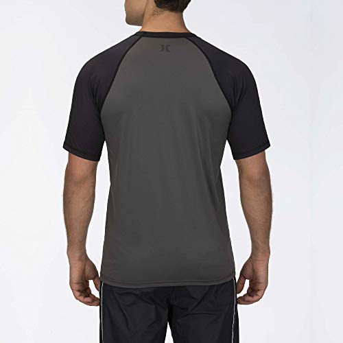 Hurley M Icon Raglan Surf Shirt S/S Lycra, Hombre, Iron Grey, XL