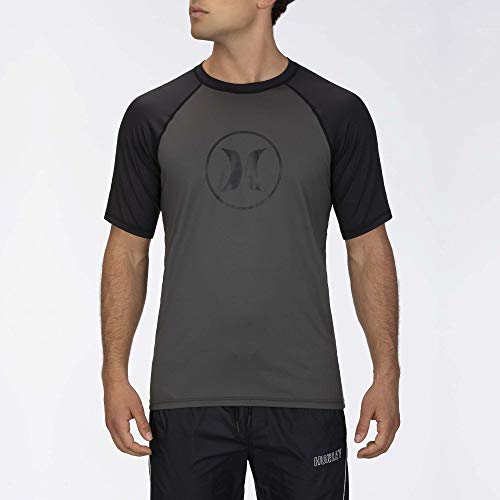 Hurley M Icon Raglan Surf Shirt S/S Lycra, Hombre, Iron Grey, XL