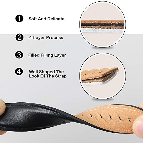 HVDHYY Correa Cuero Piel Becerro Super Suave Reemplazo De La Correa Y Herramienta De Reparación Varilla Resorte Regalo para Hombres Mujeres 22MM Negro