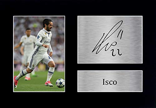 HWC Trading ISCO A4 Sin Marco Regalo De Visualización De Fotos De Impresión De Imagen Impresa Autógrafo Firmado por Real Madrid Los Aficionados Al Fútbol