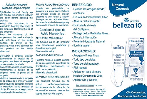 HYALURONIC ACID. Ácido Hialurónico de Acción Inmediata Anti Edad. Serum Facial hidratante a base de concentrados biológicos con Ácido Hialurónico. Hidratación profunda.7 ampollas/ 1ml. + 1 de regalo