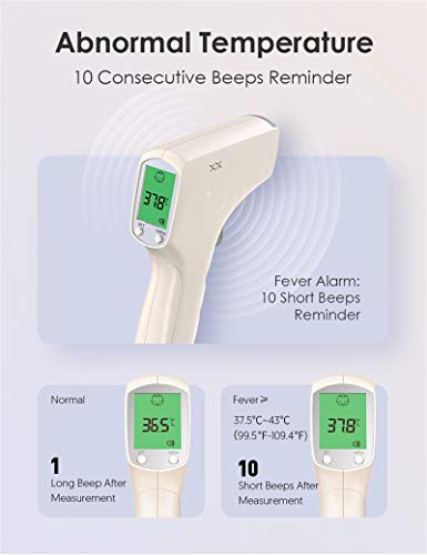 HYLOGY Termometro digital frente, termómetro sin contacto, termómetro médico con función de memoria, termómetro infrarrojo para el hogar, el hospital, la empresa y la escuela