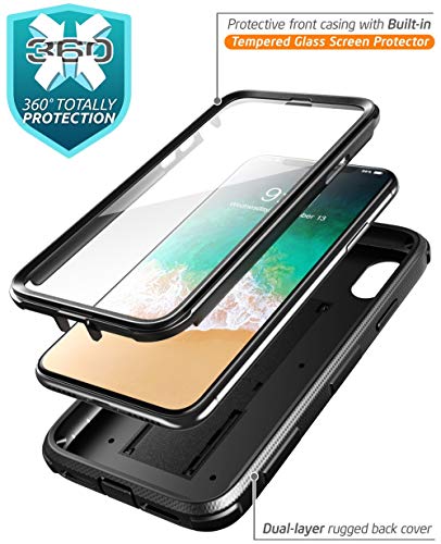 i-Blason Funda iPhone X [Armorbox] 360 Case Antigolpes con Soporte y Protector de Pantalla para Apple iPhone X/iPhoneXS 2017 (Negro)