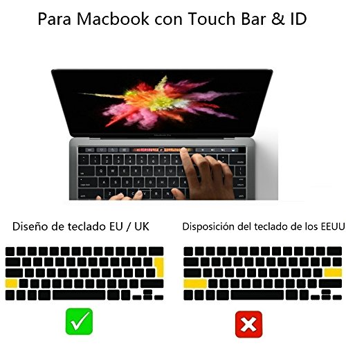 i-Buy Ultra Fino Clear TPU Teclado Cubierta Macbook Pro 13/15 con Touch Bar y Touch ID[Teclado QWERTY español]- Claro