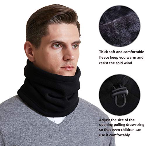 I Kua Fly Calentador de Cuello, Pasamontañas Lana Thermico Windstopper Invierno Snood Bufanda Calentador Tubular Cuello - Esqui Moto Ciclismo Snowboard Running (Negro)
