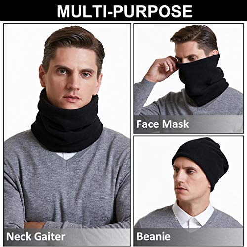 I Kua Fly Calentador de Cuello, Pasamontañas Lana Thermico Windstopper Invierno Snood Bufanda Calentador Tubular Cuello - Esqui Moto Ciclismo Snowboard Running (Negro)