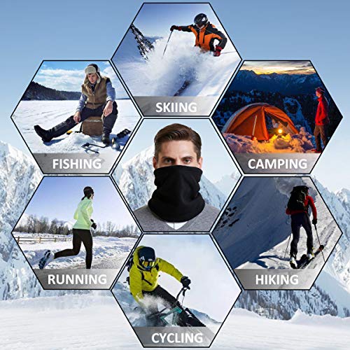 I Kua Fly Calentador de Cuello, Pasamontañas Lana Thermico Windstopper Invierno Snood Bufanda Calentador Tubular Cuello - Esqui Moto Ciclismo Snowboard Running (Negro)